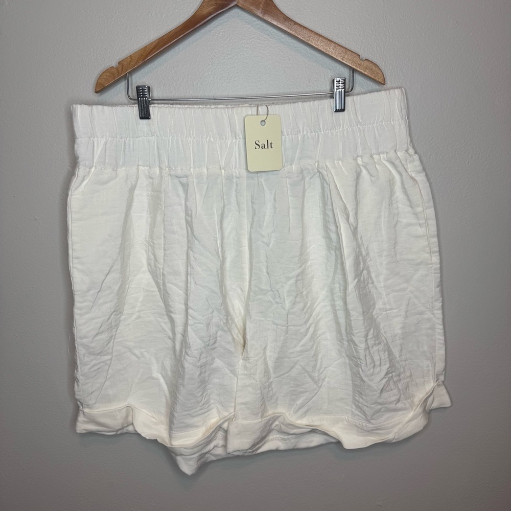 NWT Salt Boho Cottagecore Shorts White Linen Blend High
Rise Elastic Waist 3XL